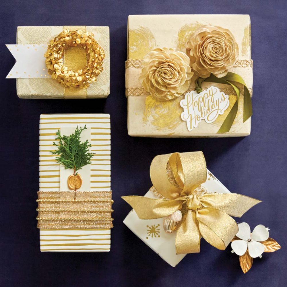 gold wrapped gifts