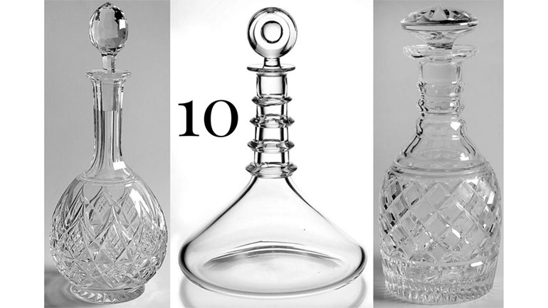 a trio of crystal decanters from Replacements