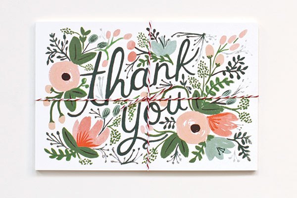 Though it started with wedding invitations, Rifle Paper Co. now specializes in range of gifts, stationery, and cards, such as the Wildflower thank-you postcards. | Courtesy of Rifle Paper Co.