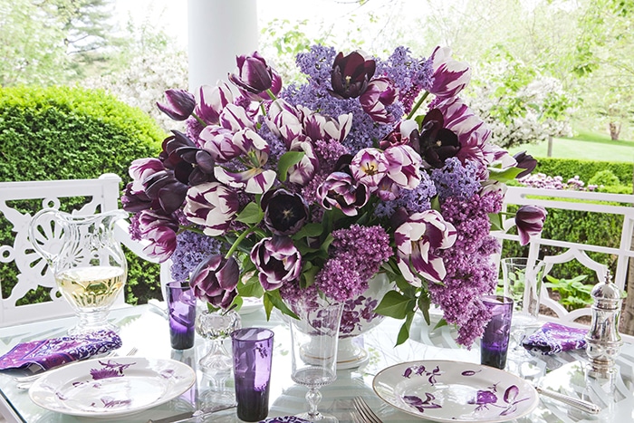 tulip arrangements, purple flowers
