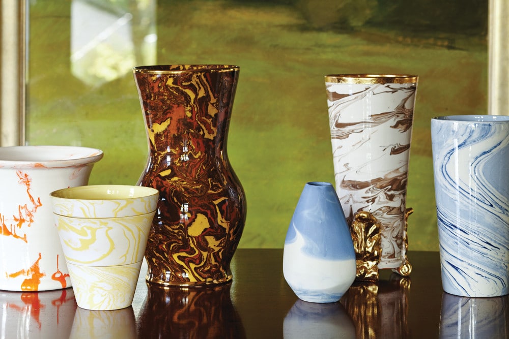 marbleized vases