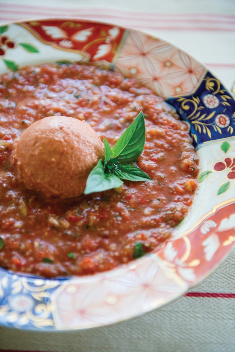 Gazpacho with tomato sorbet