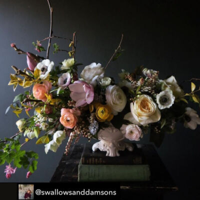 floral arrangement reposted from @swallowsanddamsons Instagram
