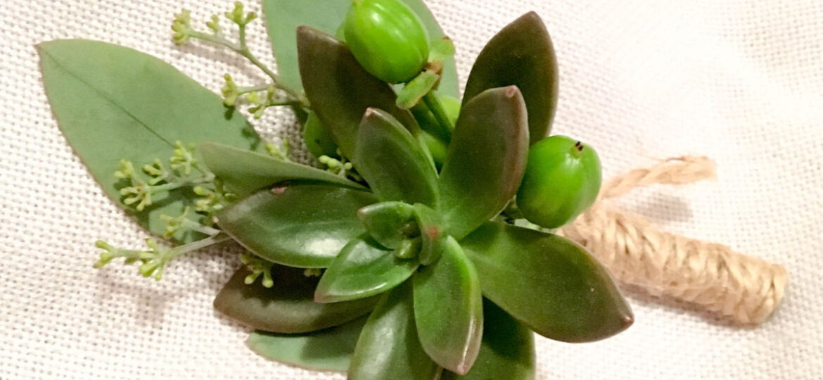how to make a boutonniere, succulent boutonniere