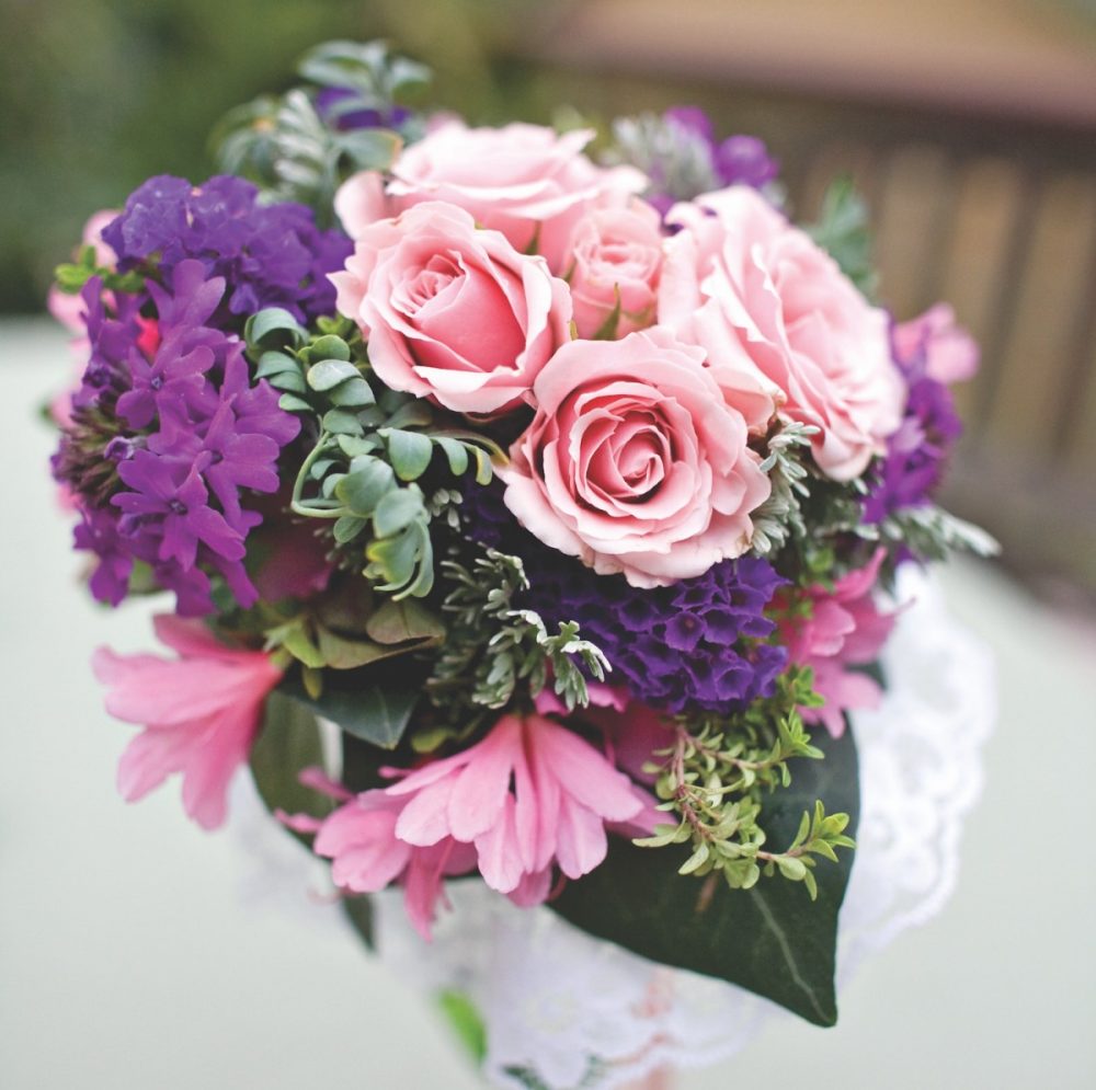 pink tussie mussie, engagement flowers, meanings of flowers