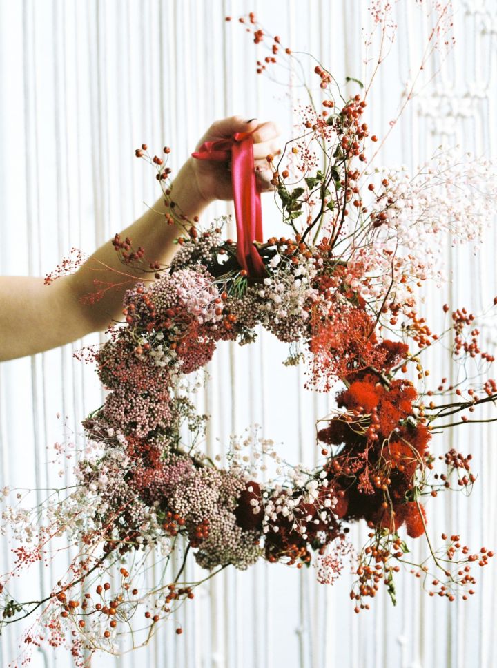 ドライフラワーガーランドdried flower Xmas half wreathe ② - リース