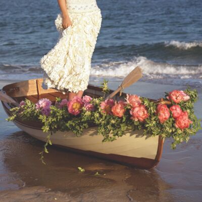 Romantic flower arrangements, Rowboat wedding flowers