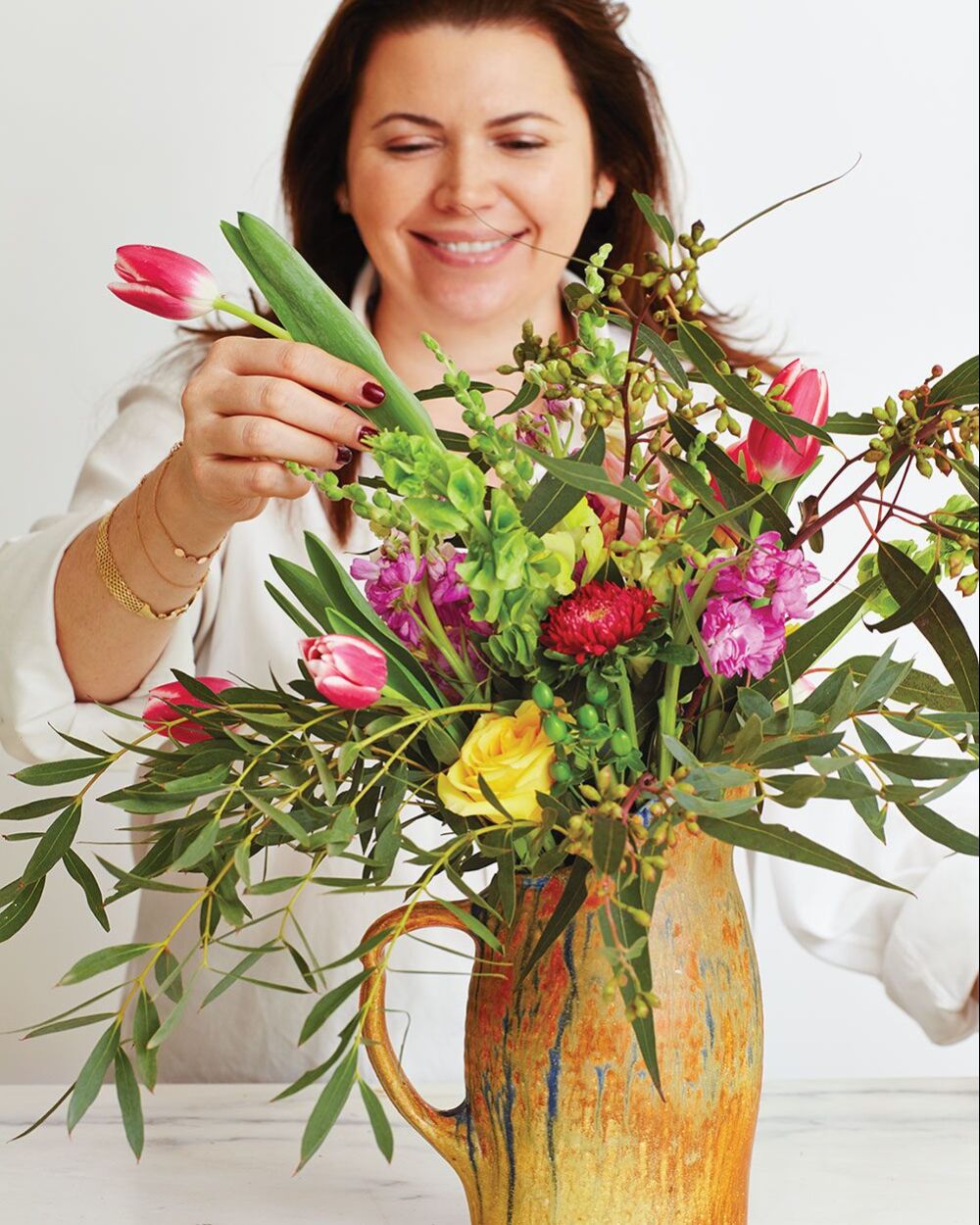 Arranging grocery store flowers, supermarket flower arrangements