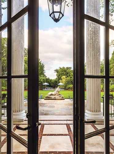 open French doors, Hillwood lawn