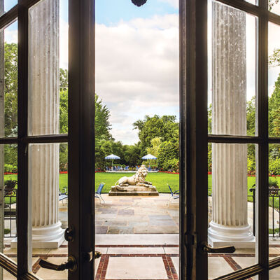 open French doors, Hillwood lawn