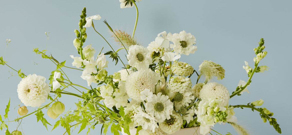 white and green floral arrangement