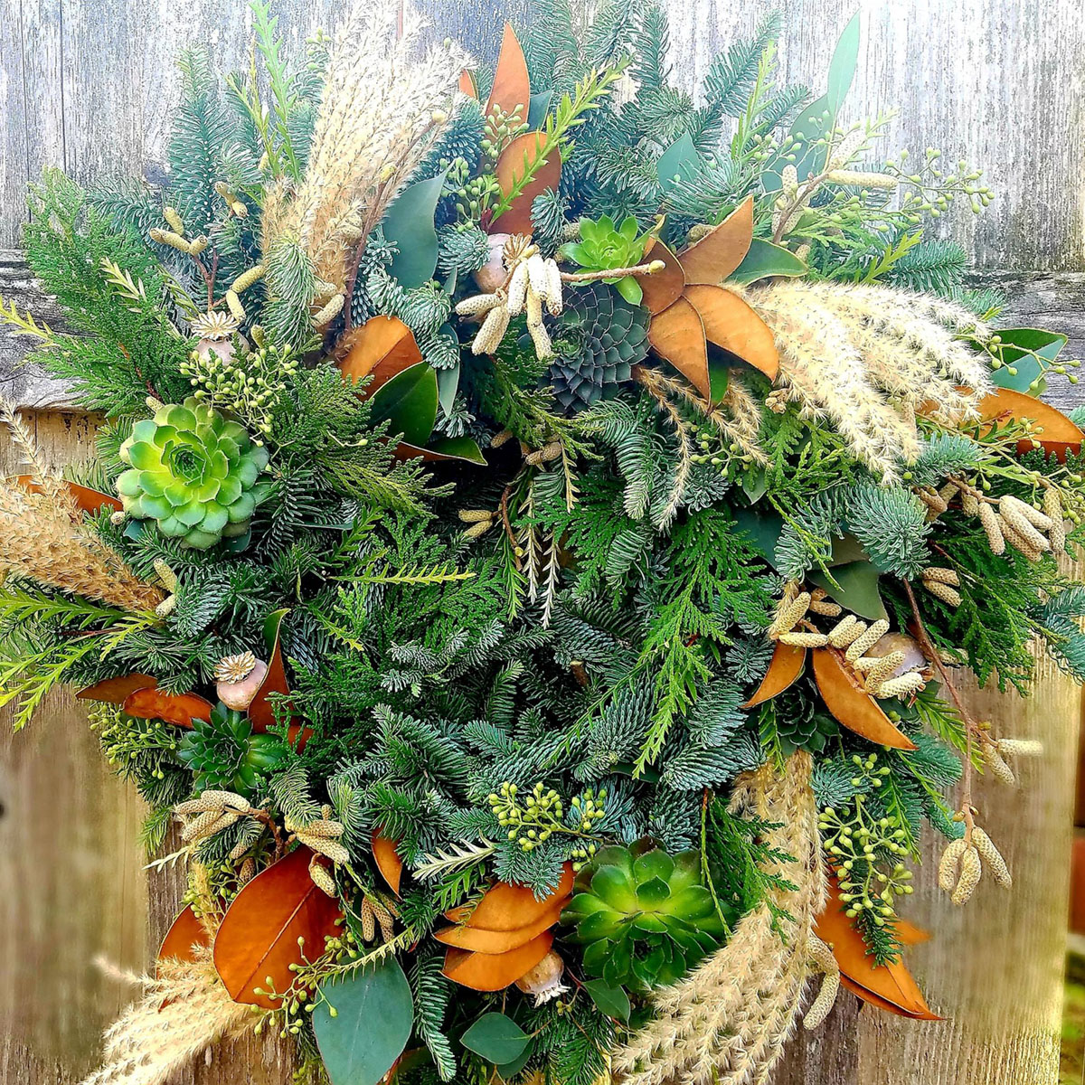 winter wreath, foraged foliage