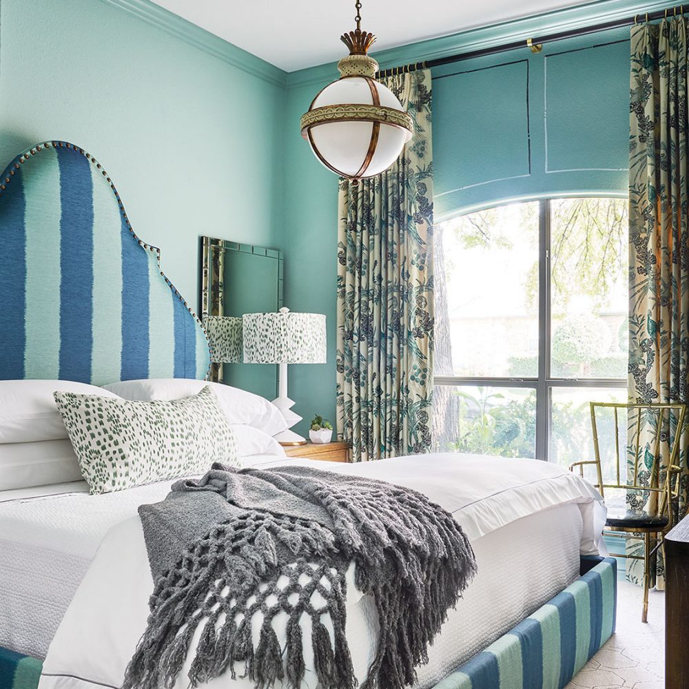 blue guest bedroom designed by Denise McGaha 