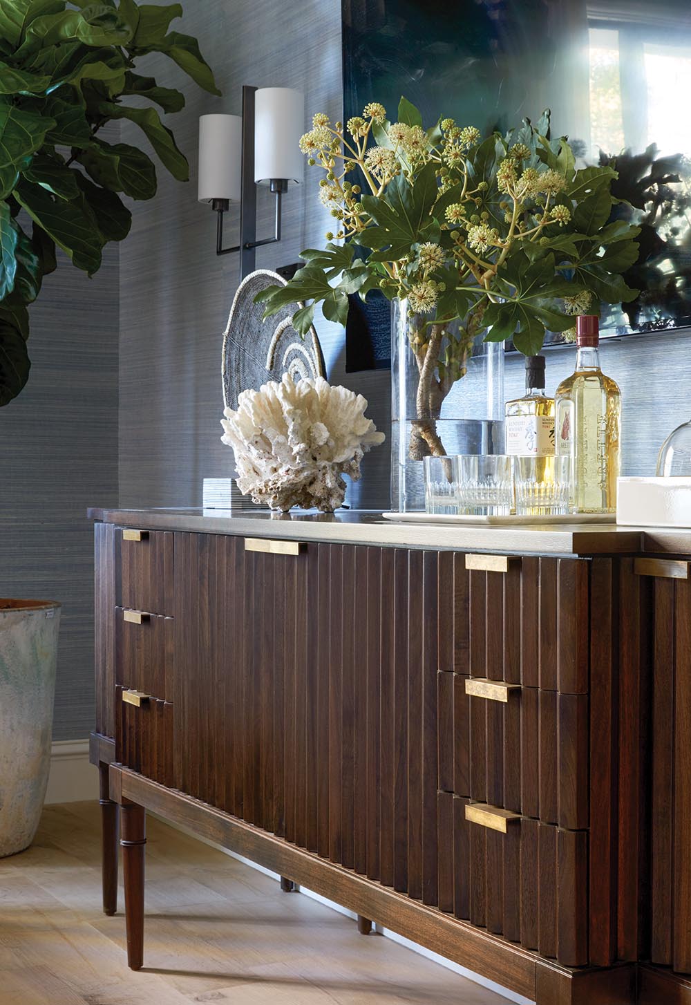 Sideboard in Ray Booth designed family room at the Flower Atlanta Showhouse