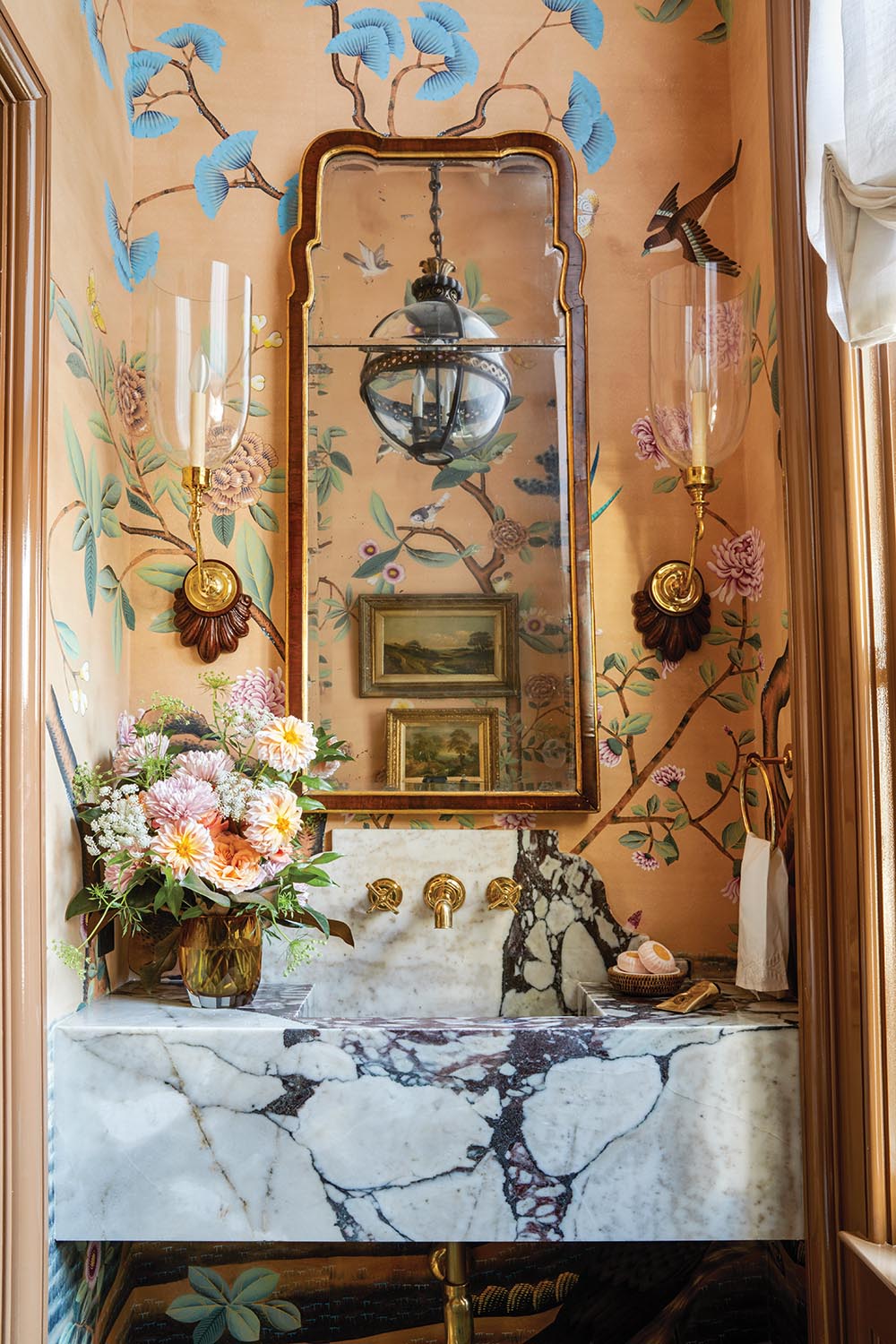 Marble sink in his powder room designed by Nina Long and Don Easterling at the Flower Atlanta showhouse