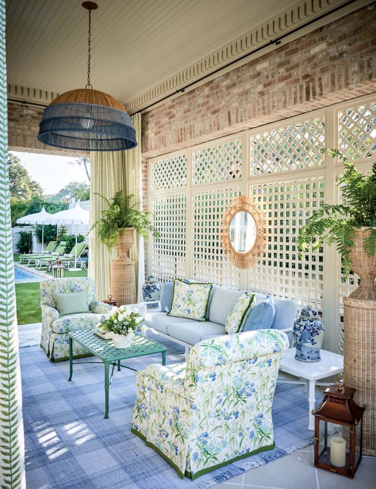 Will Huff and Heather Dewberry designed back porch at the Flower magazine Baton Rouge showhouse