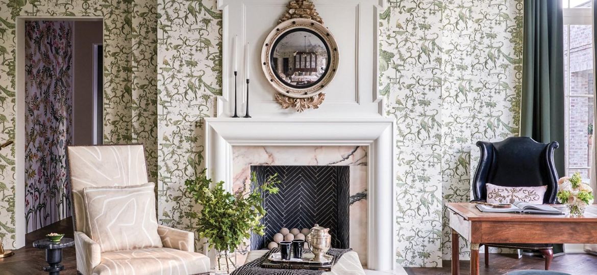 Ashley Gilbreath designed living room in the Flower magazine Baton Rouge showhouse.