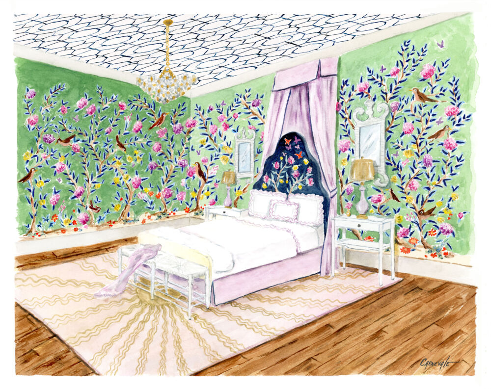 Rendering of Lisa Mende designed bedroom
