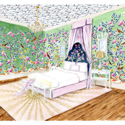 Rendering of Lisa Mende designed bedroom