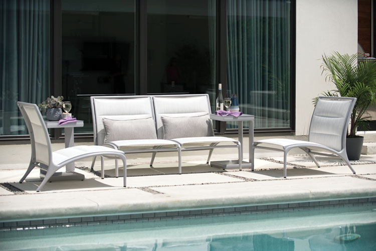 poolside love seat and lounge chair