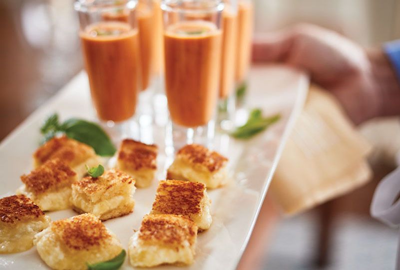 mini gourmet grilled cheese with tomato soup shooters