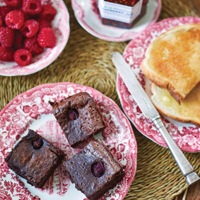 Chocolate Brownies with Fresh Raspberries from An Entertaining Story by India Hicks