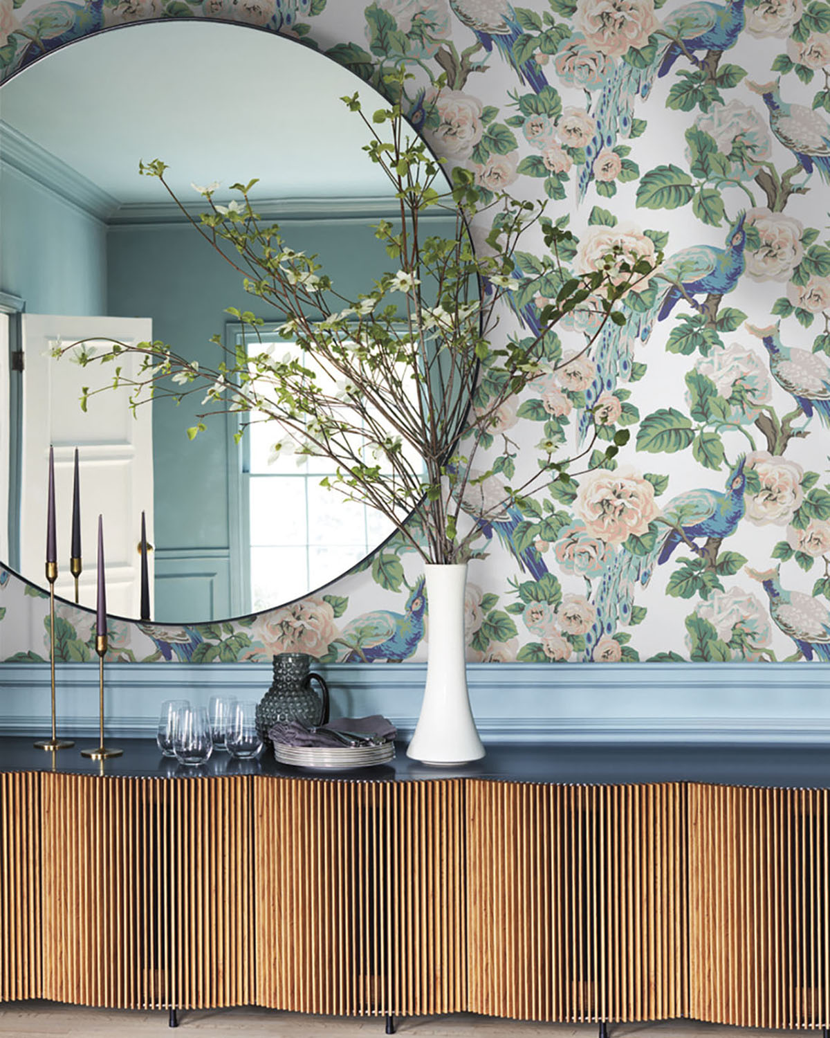 Garden Plume, a botanical wallpaper with birds from York Wallcoverings