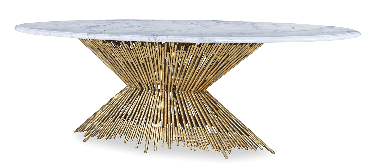 Pick Up Sticks Dining Table with Statuario Marble Top from Ambella