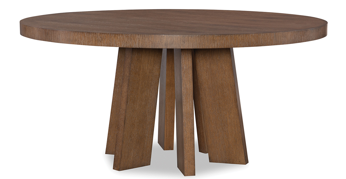 chunky wooden circular dining table