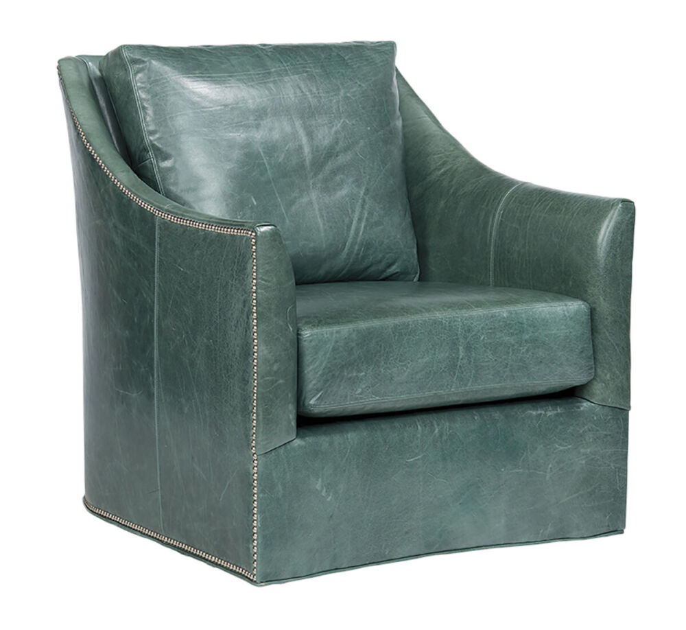 green leather chair