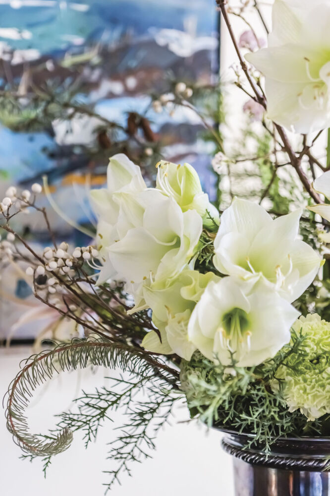 white floral centerpiece