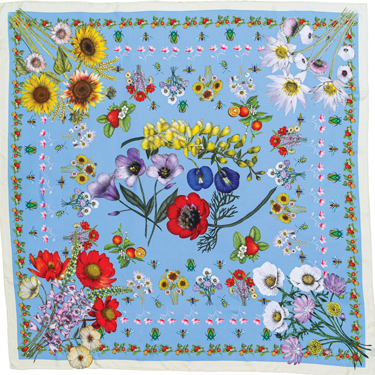The Sallie Shawl, covered in Texas wildflowers, from Sorella's spring 2021 collection