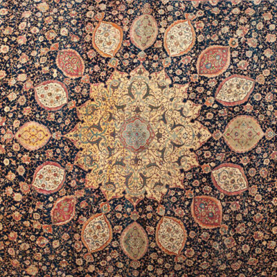 Ardabil Carpet, one of the ornate rug patterns with floral motifs from the Safavid dynasty