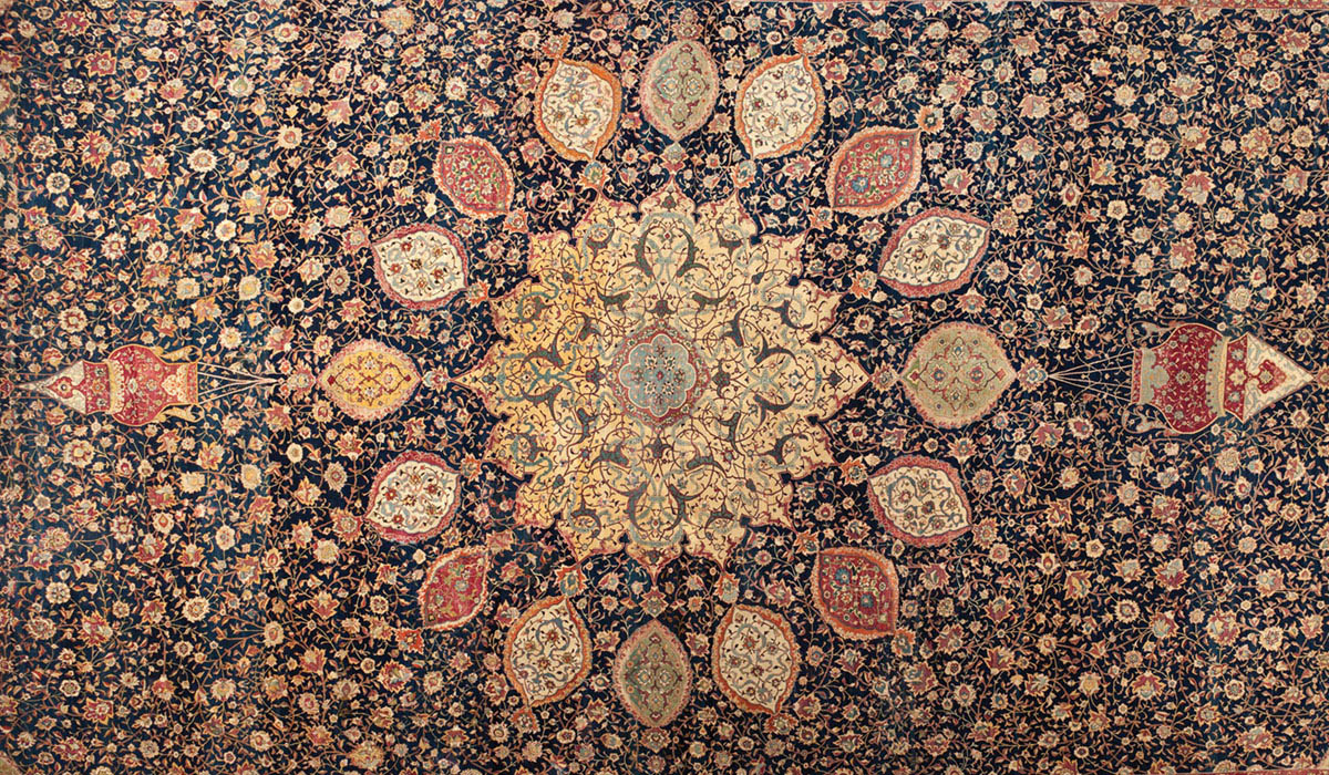 Ardabil Carpet, one of the ornate rug patterns with floral motifs from the Safavid dynasty