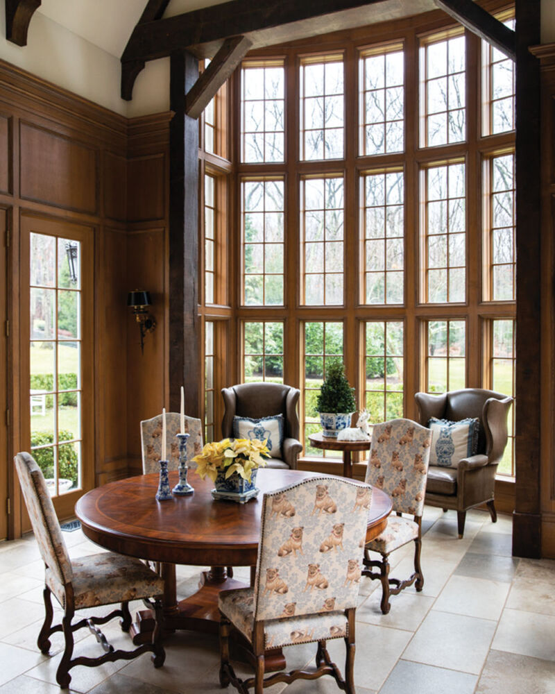 The Enchanted Home, breakfast room decor, wood paneling, bay window