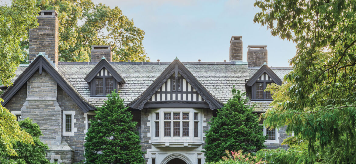 Krisheim estate, Philadelphia, historic Tudor house, landscape design by Fred Dawson of Olmsted Brothers