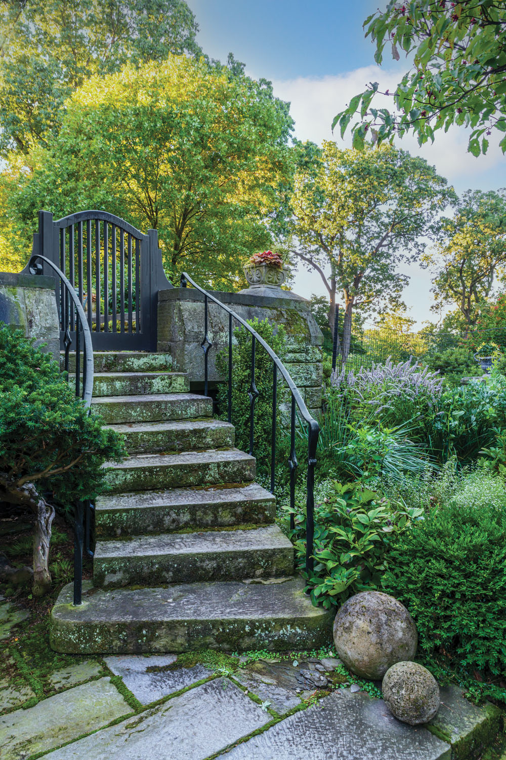 garden stairs, stone patio