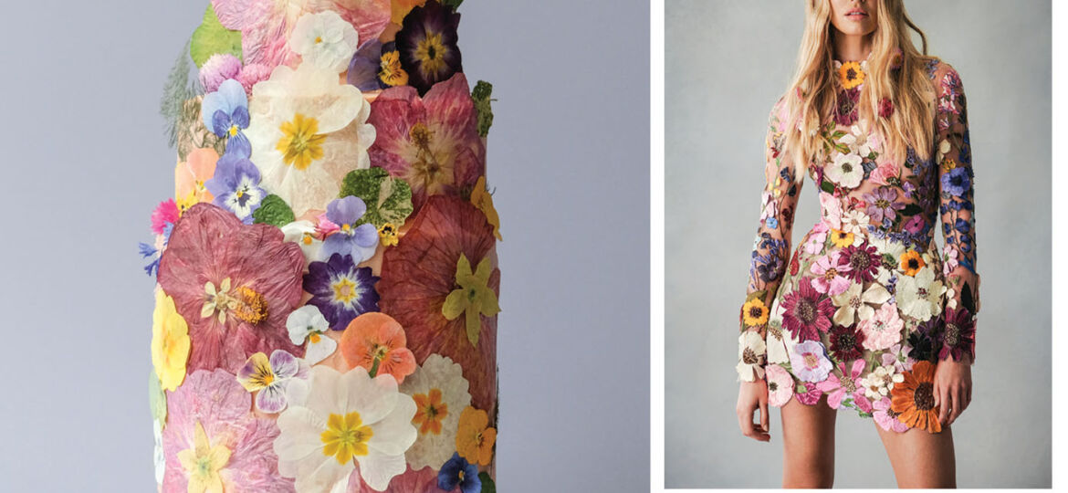 Pressed flower 3-tier cake by Emma Dodi and the high-fashion inspiration