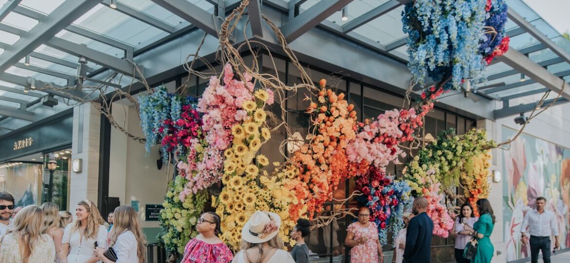 Floratorium installation at Bodacious Blooms Flower Festival in Buckhead Village, Atlanta.
