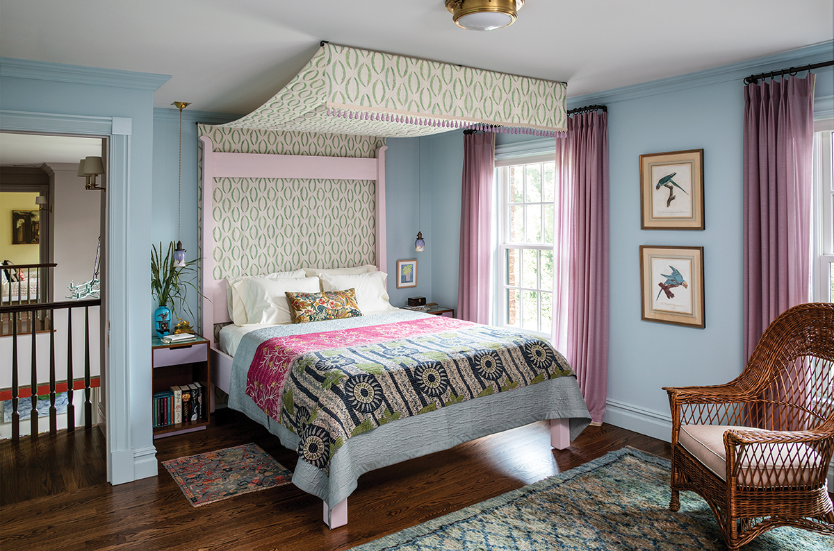Blue and lilac bedroom