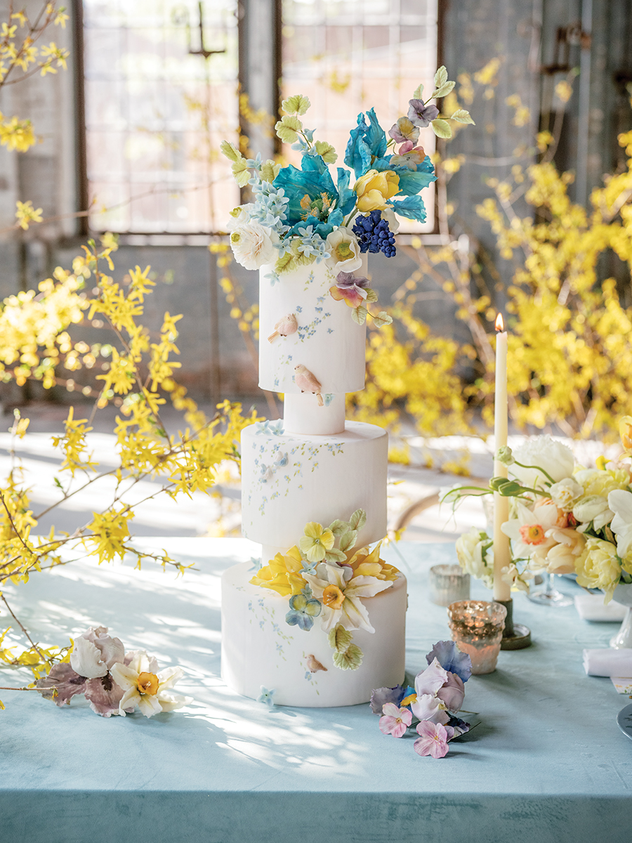 towering cake designed by sugar flower maker Mamie Brougitte