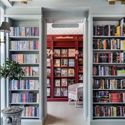 floor to ceiling bookshelves filled with books
