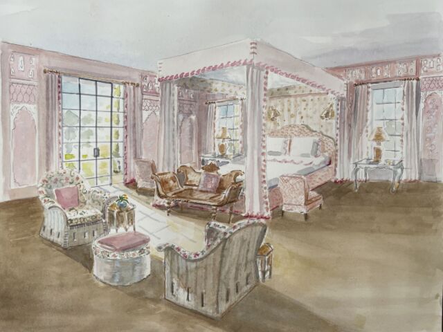 Artist's rendering of the Primary Bedroom designed by Cathy Kincaid