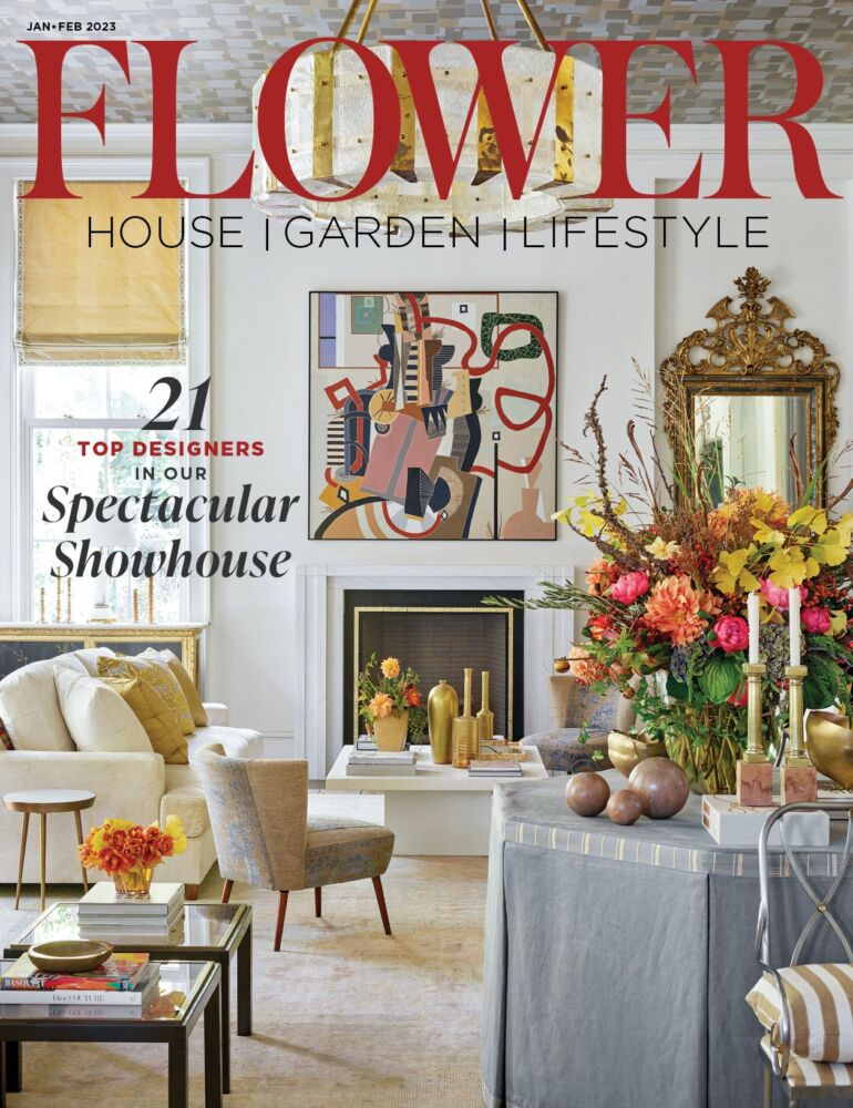 January/February 2023 cover of FLOWER magazine showing salon of the Atlanta Showhouse