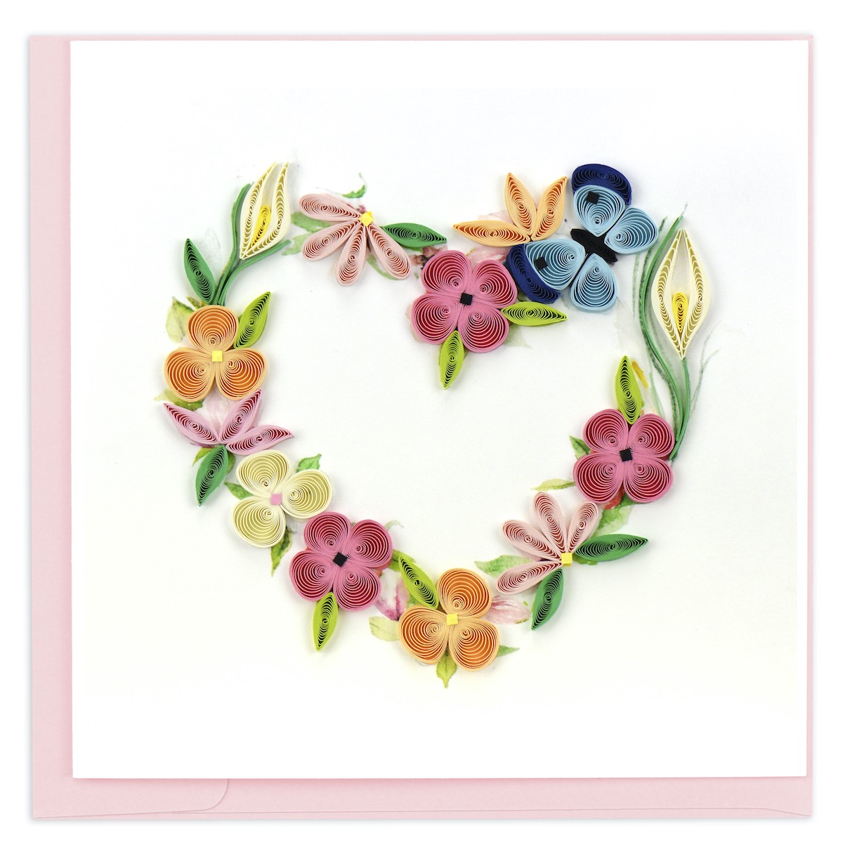 Spring bouquet, heart made of quilled paper flowers from Quilling Card