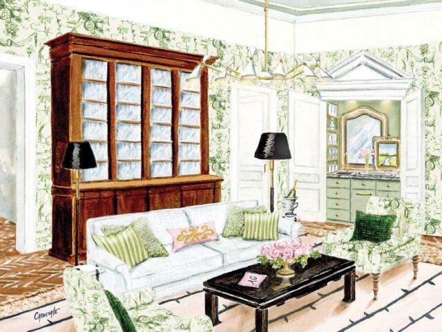 Living room designed by Ashley Gilbreath at the Flower magazine Baton Rouge Showhouse