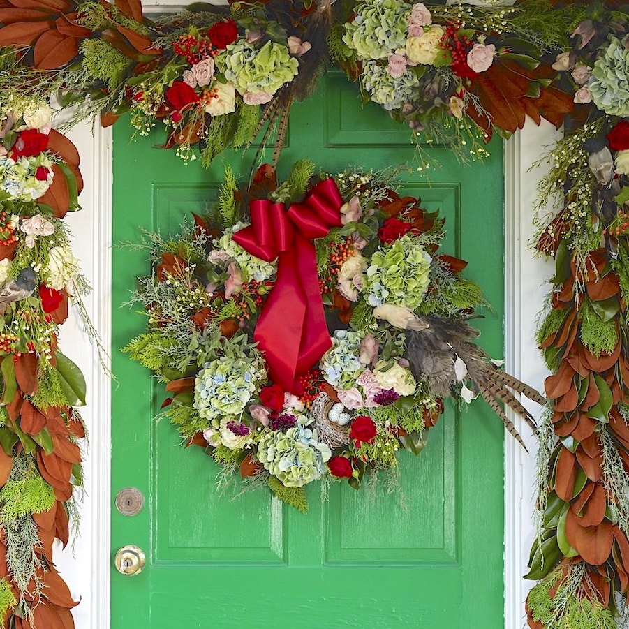 Woodland Christmas wreath designed by Michael Giannelli of East Hampton Gardens