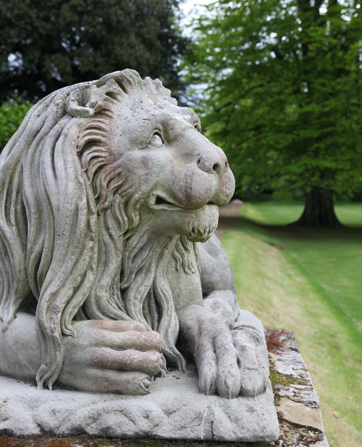 Lion sculpture in the gardens at Ditchley