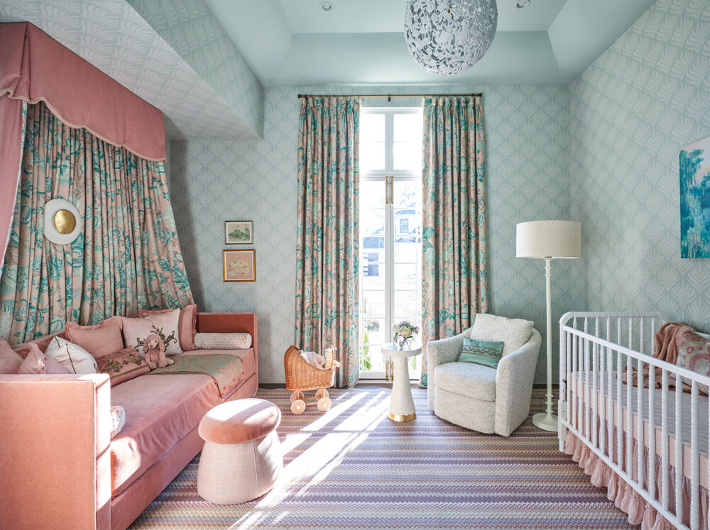 Nursery with daybed and crib at the Baton Rouge showhouse