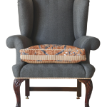 18th-Century Irish George II Mahogany Wing Chair Circa 1740 upholstered in Holland & Sherry and Pierry Frey